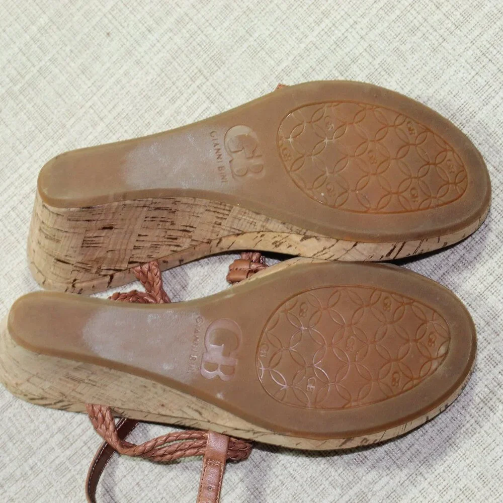 Gianni Bini Brown Braided Strap Cork Wedge 4